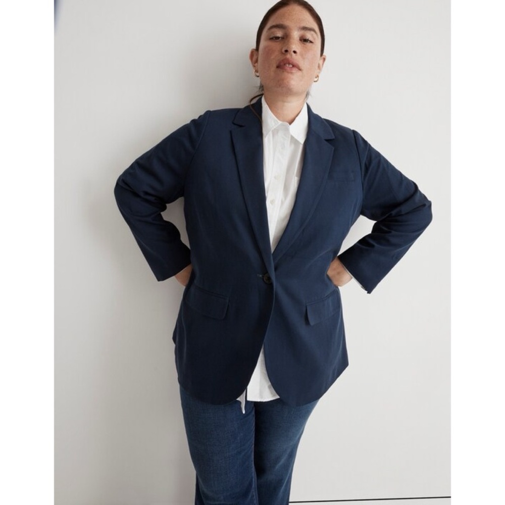 NWOT Madewell The Plus Larsen Blazer Jacket in Drapeweave
Navy 3X - Picture 2 of 10